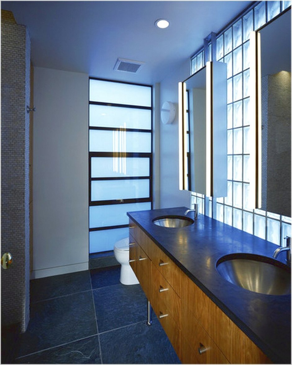 Стеклоблоки в интерьере ва