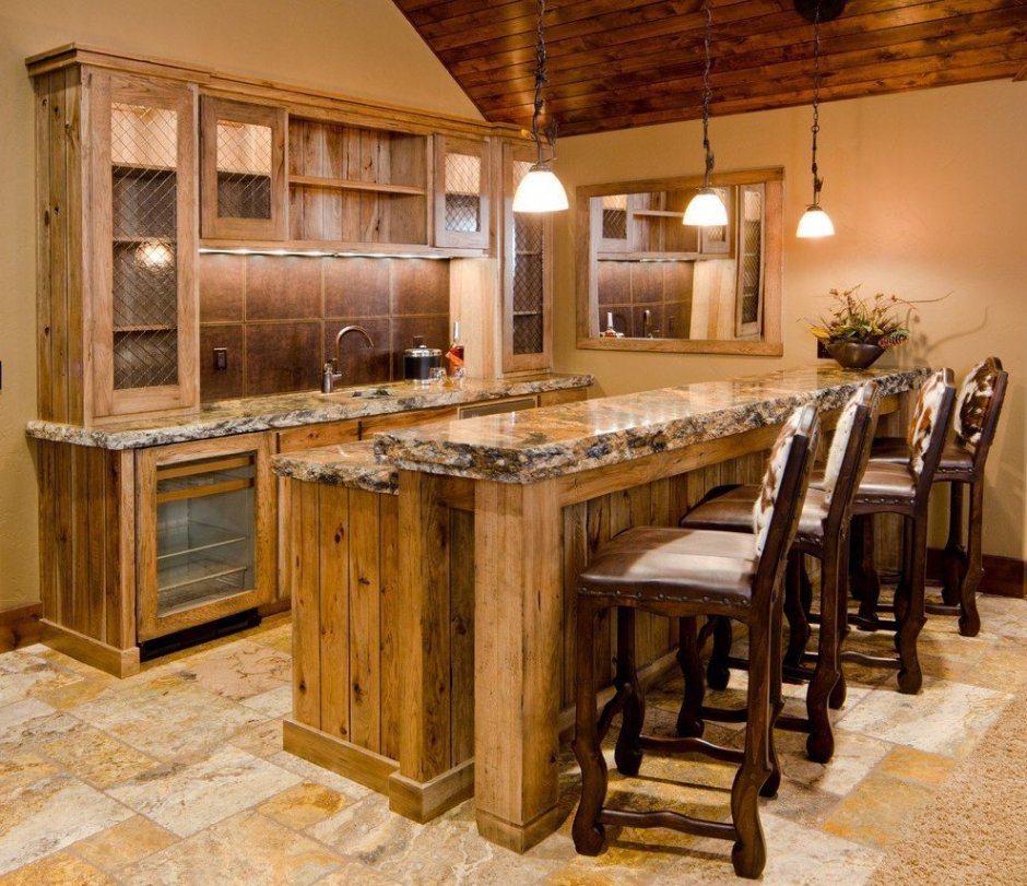 Барная стойка в деревянном доме