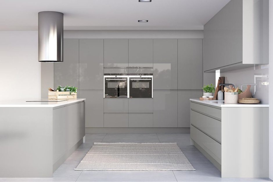 Кухня в современном стиле с интегрированной ручкой