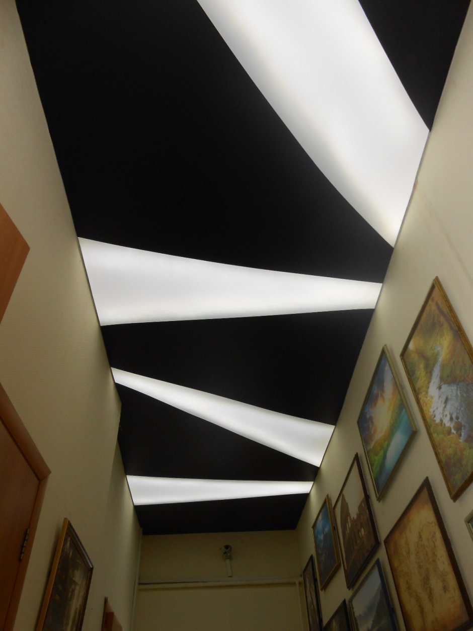 Узоры на натяжных потолках в зале