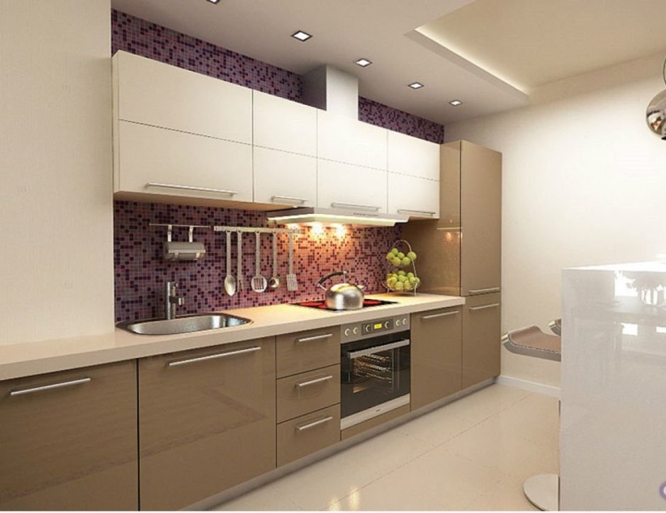 Бело желтая кухня