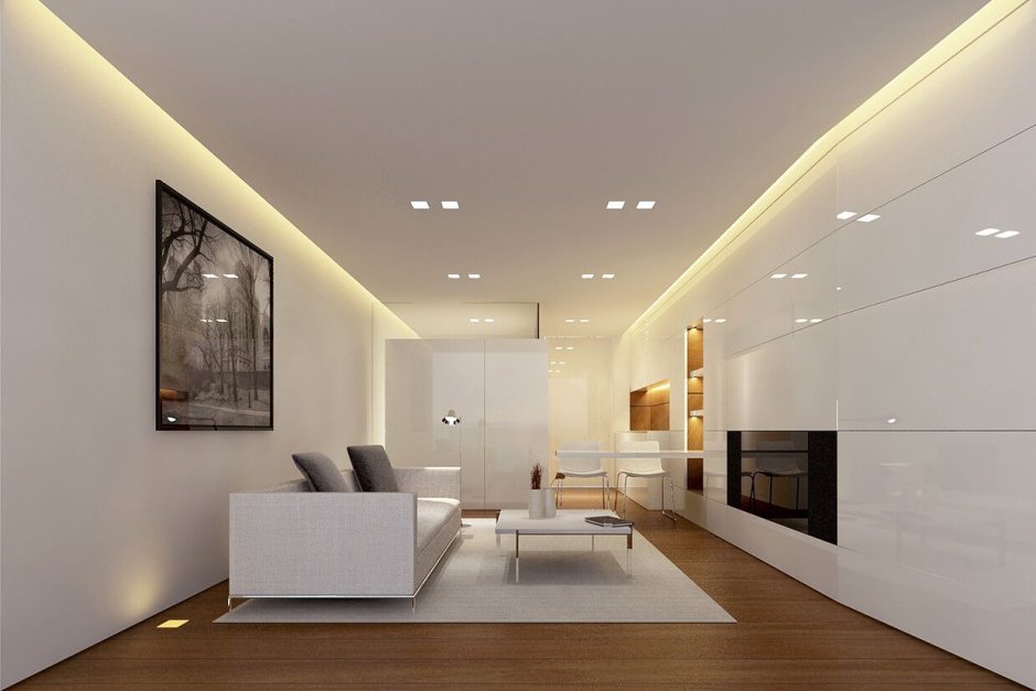 Современные натяжные потолки с подсветкой