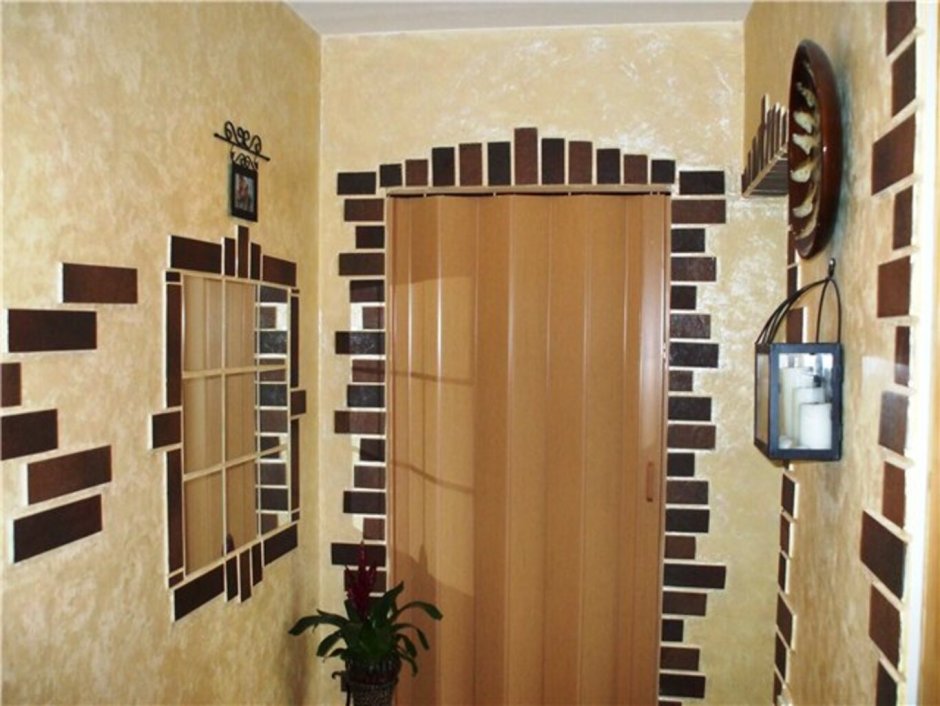 Самоклеющиеся панели для стен в интерьере прихожей