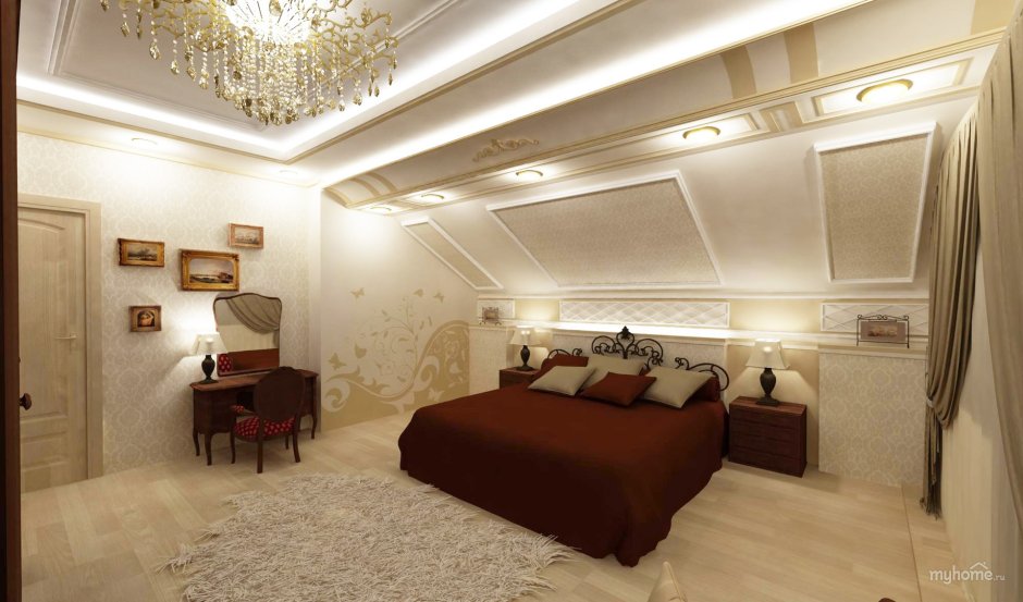 Потолки на мансарде в классическом стиле