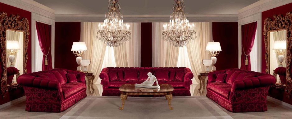 Бордовый диван классика