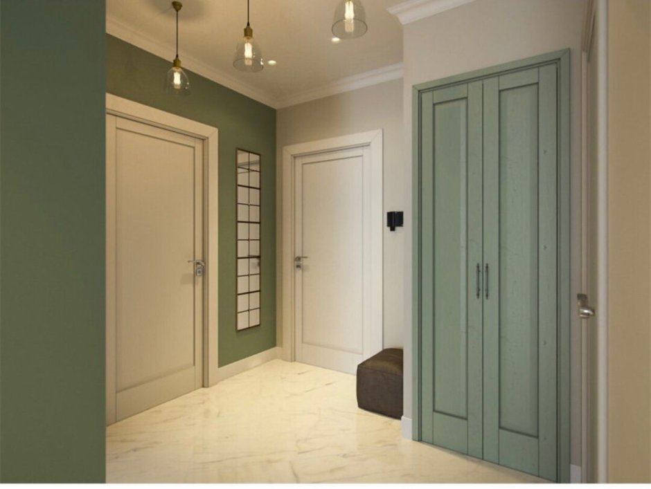 Прихожая в фисташковом цвете