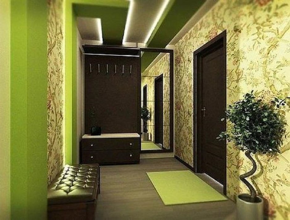 Прихожая в оливковом цвете