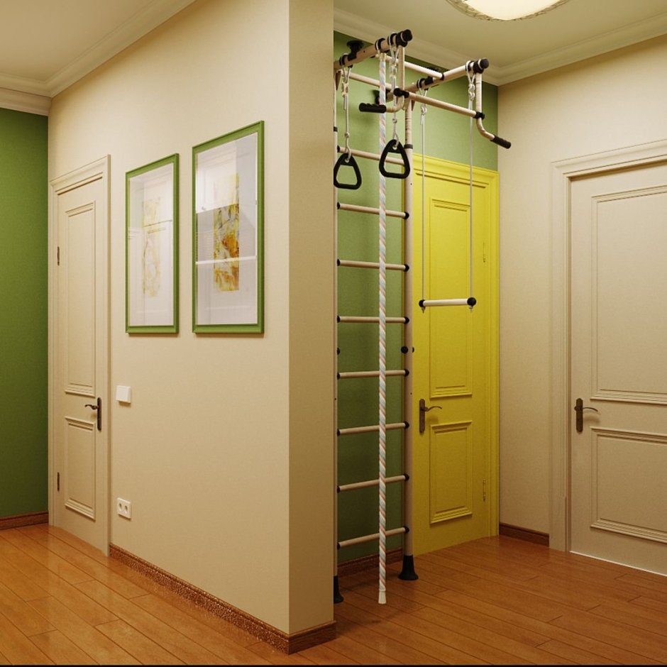 Прихожая в оливковом цвете