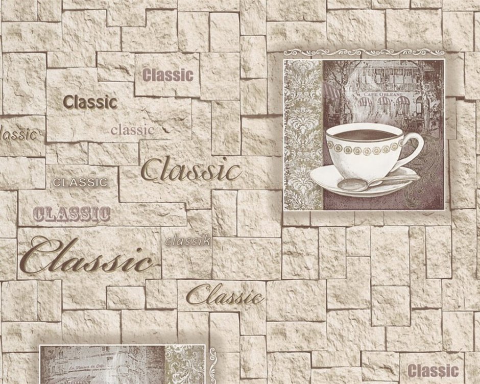 Обои с рисунком кофе на кухню