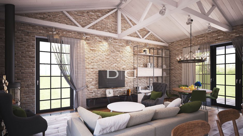 Загородный дом в стиле лофт