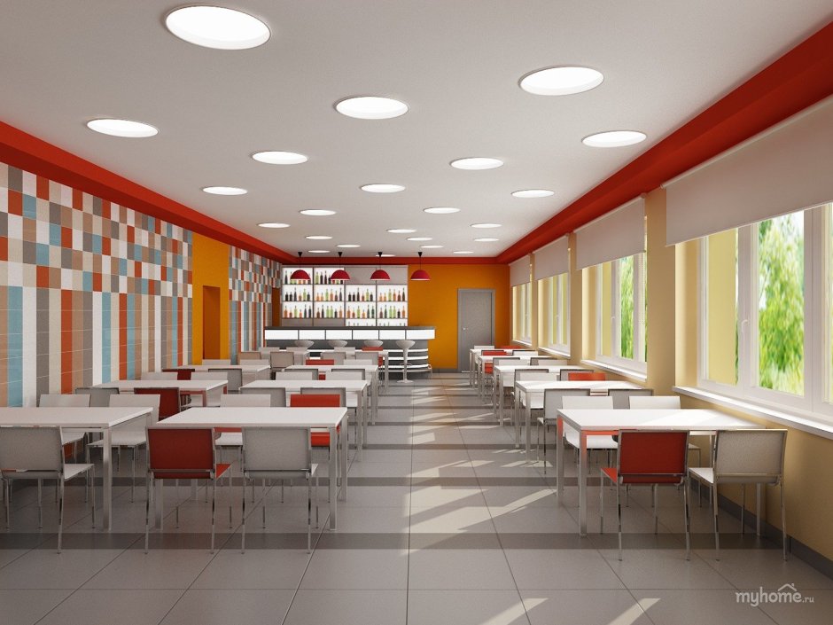 Интерьер школьной столовой