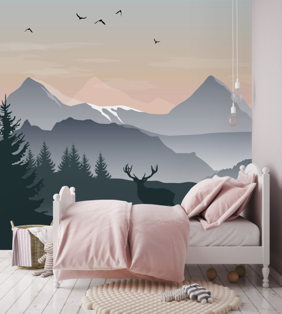 Горы на стене краской