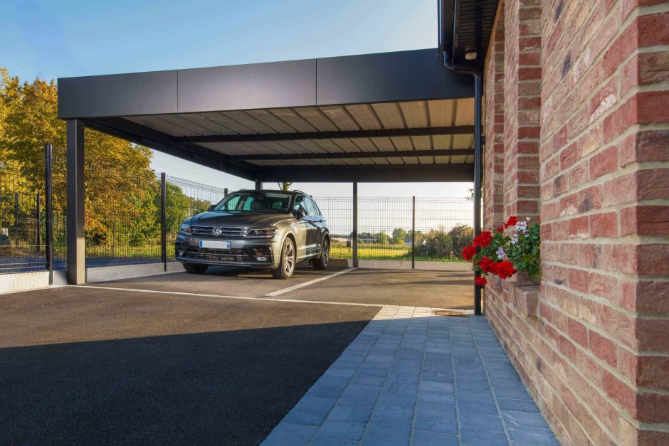 Навес для машины с плоской крышей