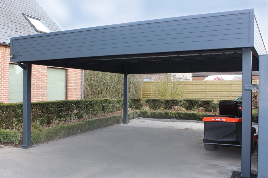 Навес для авто с плоской крышей