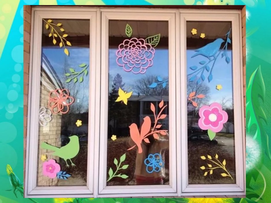 Украшение на окна Весна цветные