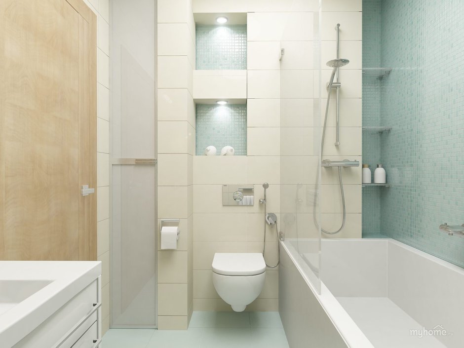 Светлая ванная 3 кв