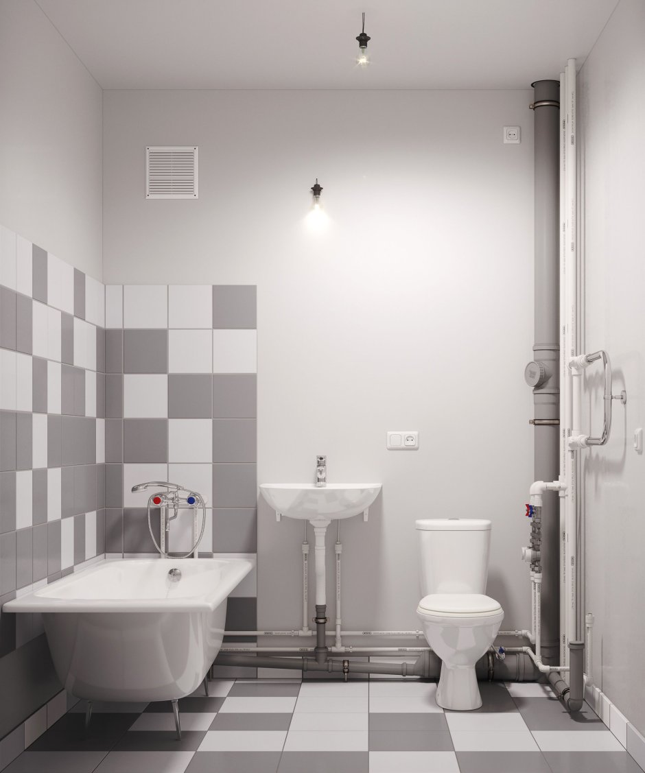 Бело бежевая ванная комната