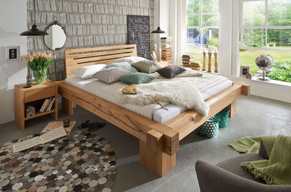 Парящая кровать из бруса