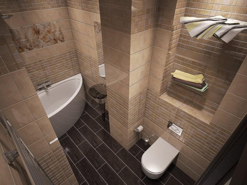 Санузел в коричнево-бежевых тонах