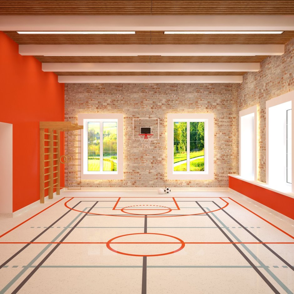 Интерьер спортивного зала в школе