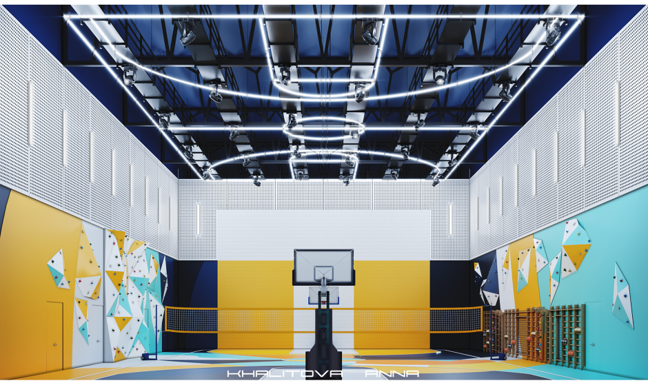 Интерьер школьного спортзала