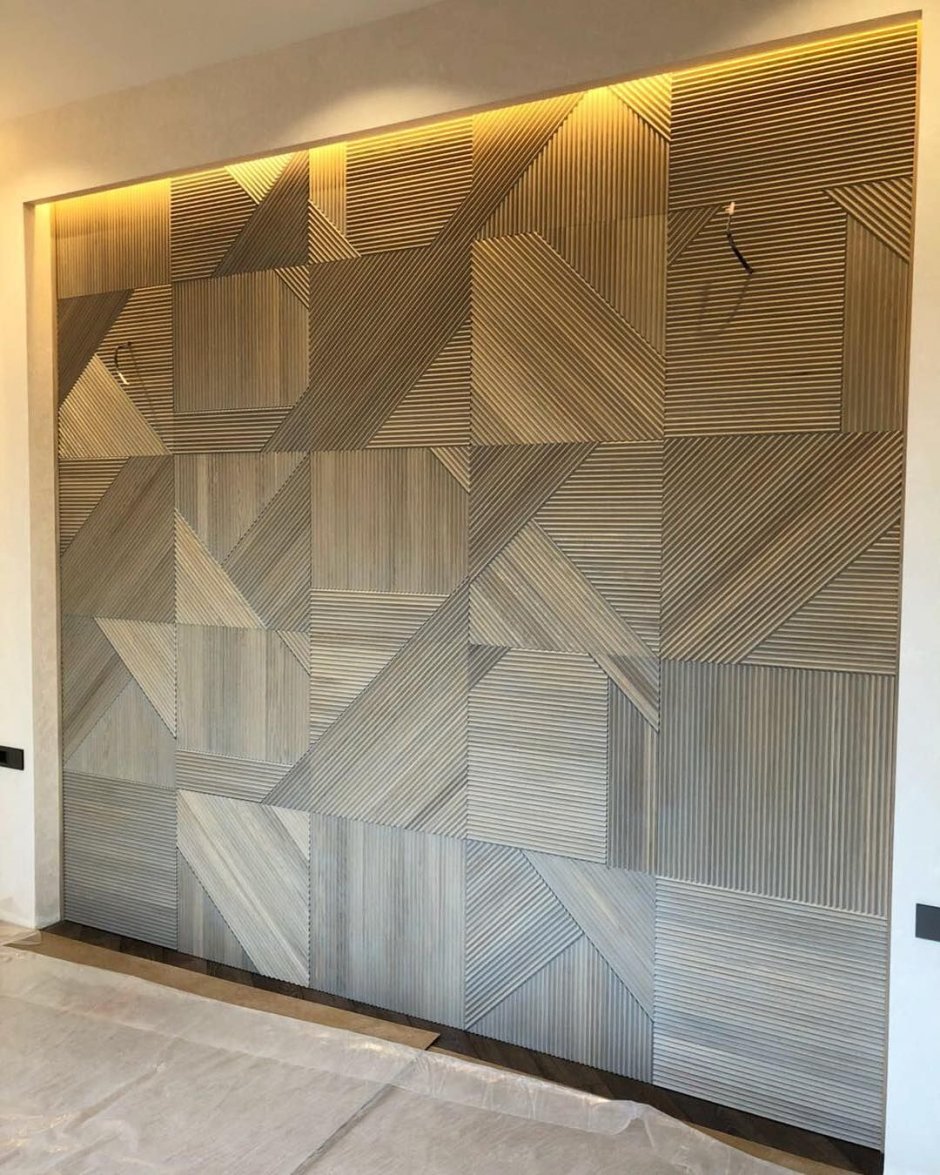 Стеновая панель из термоясеня "фрезерованные панели (квадраты)"