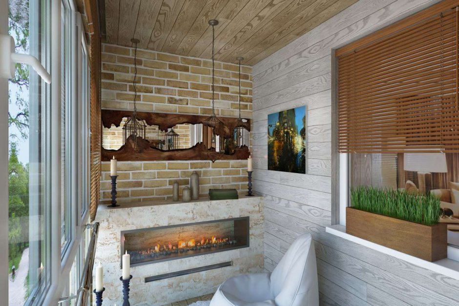 Лоджия с камином