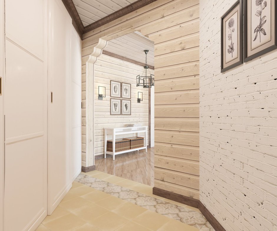 Прихожая в доме из бруса