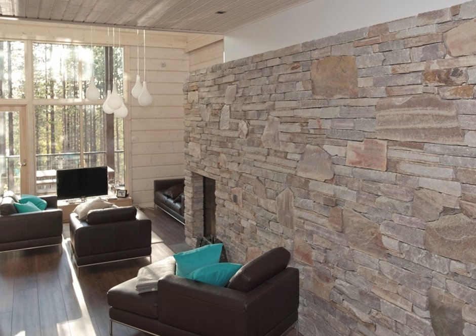 Имитация бруса и камень отделка внутренняя