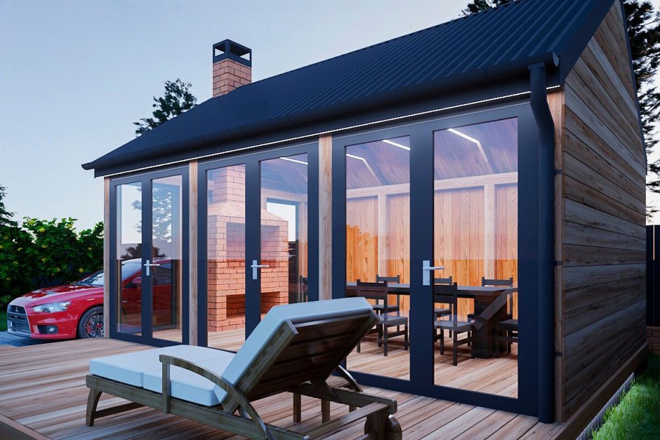 Беседка прямоугольная застекленная