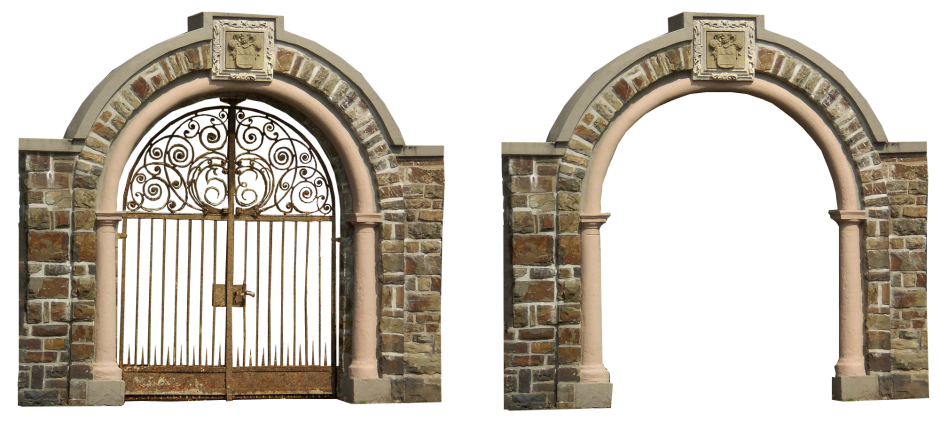 Кирпичные арки на прозрачном фоне