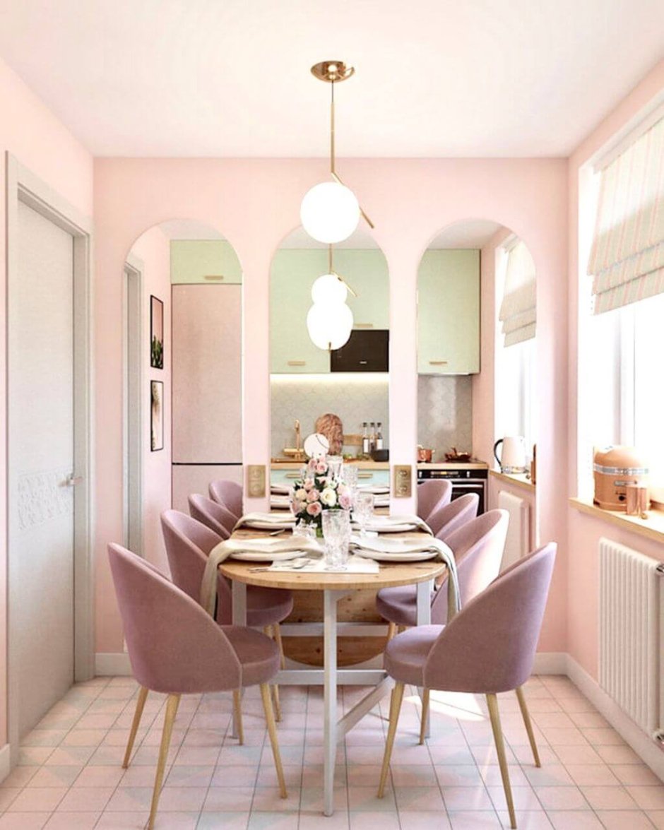 Кухня пудрового цвета