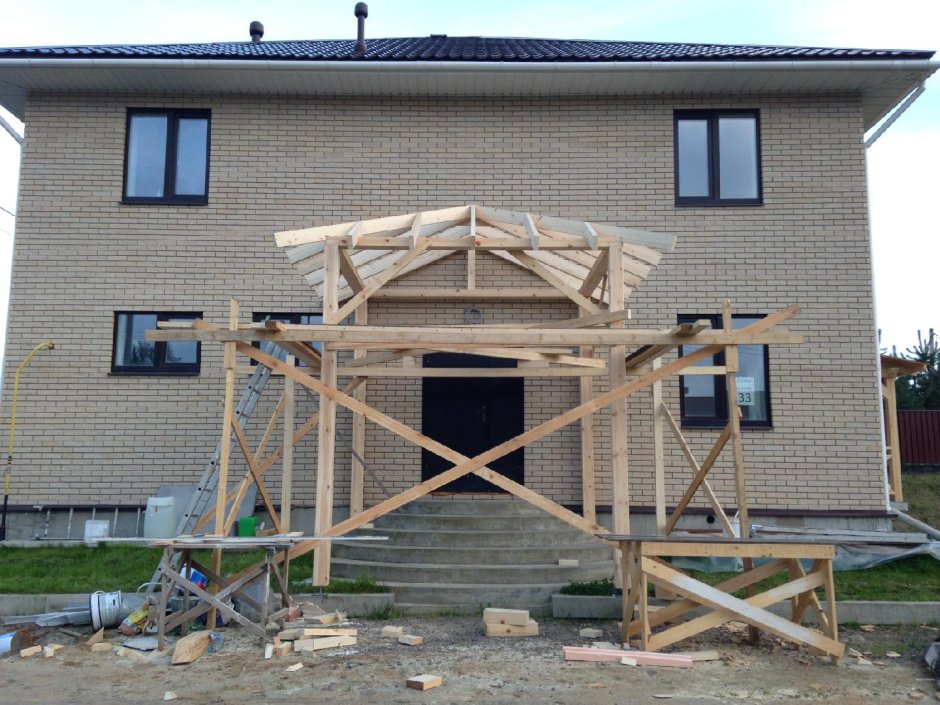 Стропильная система трехскатной крыши пристройки