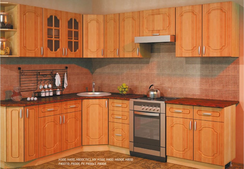 Кухня угловая Лира 1,15*2,05 МДФ (ольха)