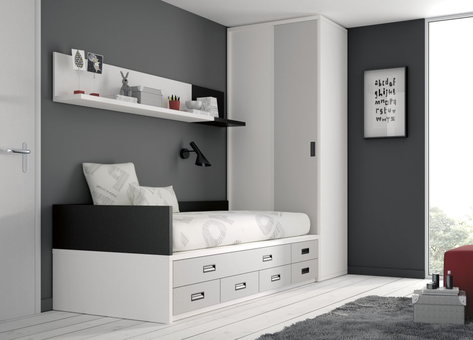 Белая кухня с черными ручками