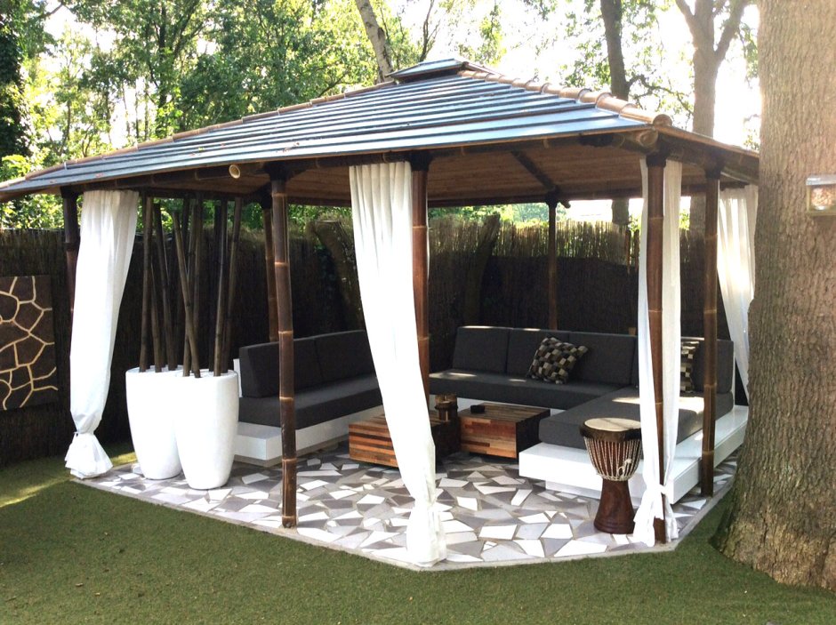 Беседка для дачи серая