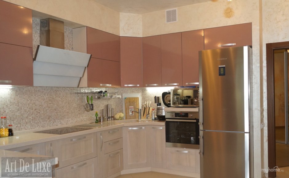 Кухонный гарнитур цвета пыльной розы