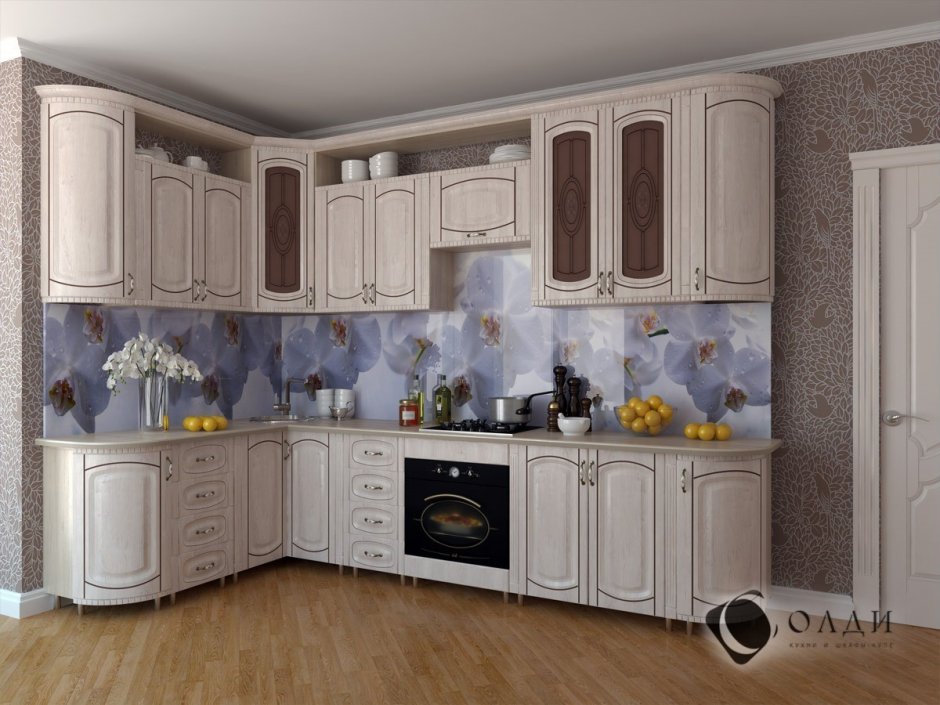Кухни классика светлые с темной столешницей