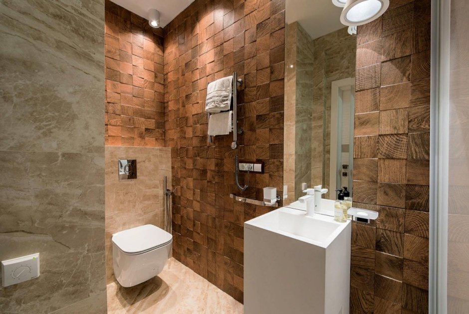 Интерьер туалета с подвесным унитазом