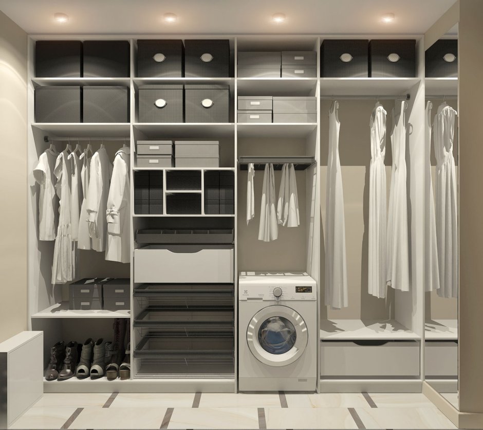 Гардеробная комната со стиральной машиной