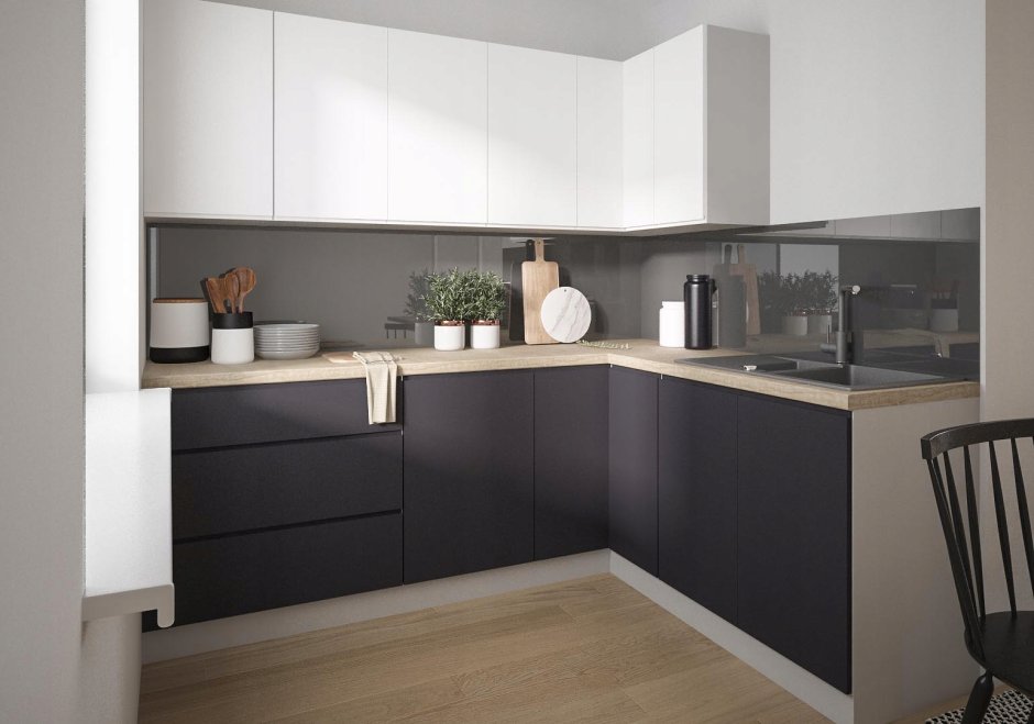 Серая лакированная кухня