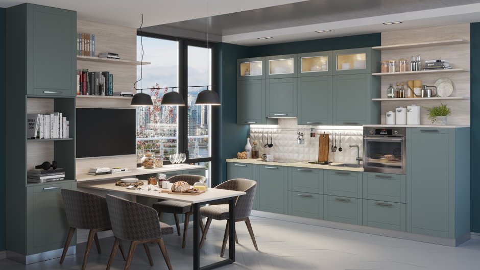 Кухни Феникс 0748 с gola профилем