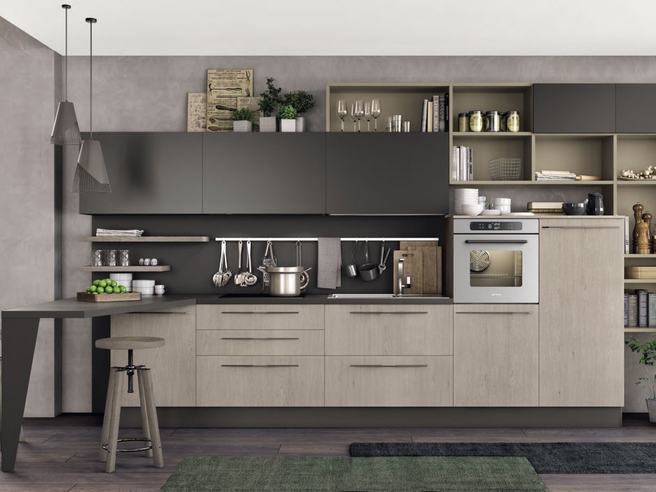 Кухня МДФ софт тач графит