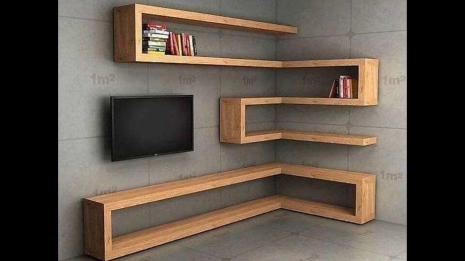 Деревянная полка под телевизор