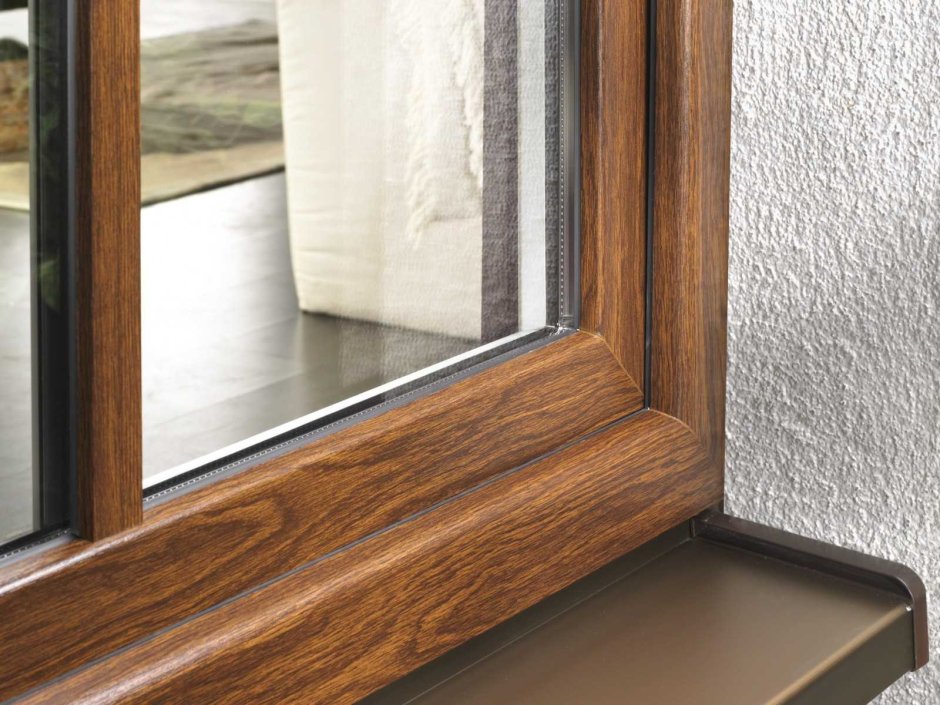 Ламинация окна Рехау золотой дуб