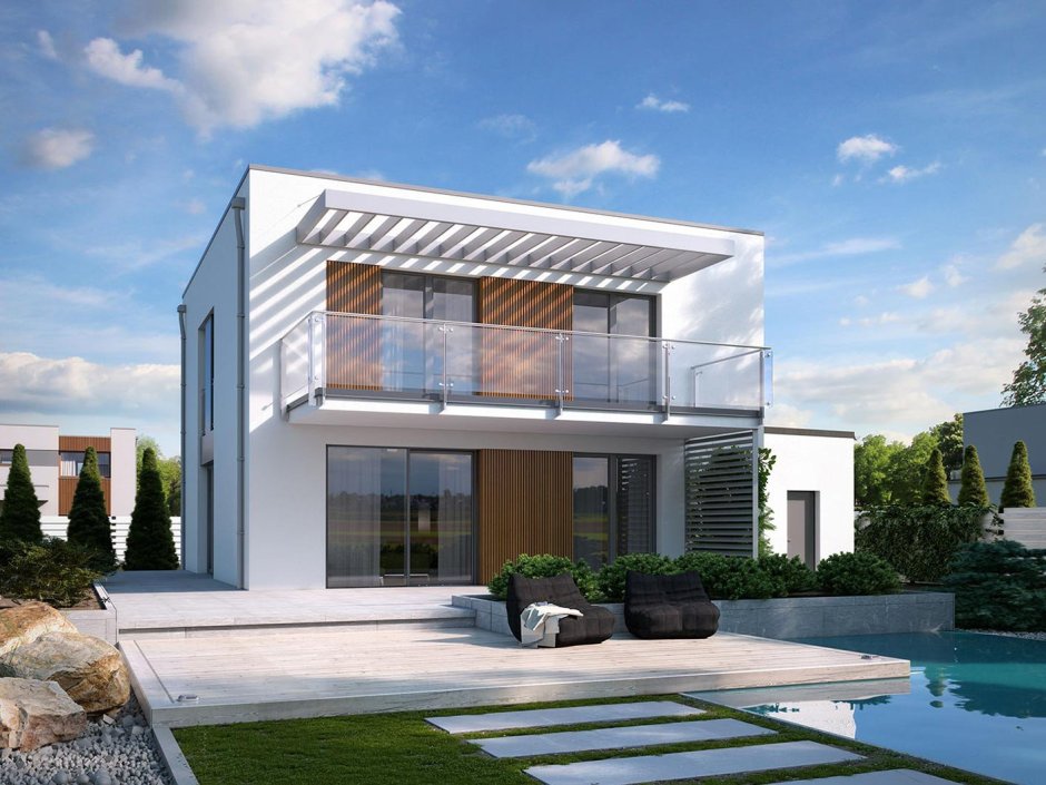 Дом с плоской крышей монолит 170 м