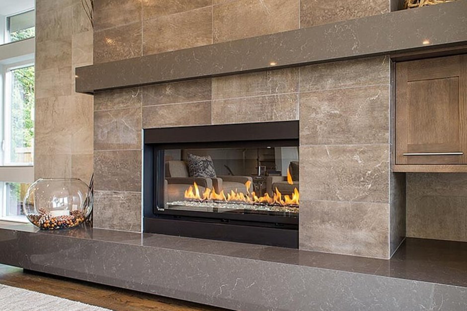 Облицовка камина керамогранитом