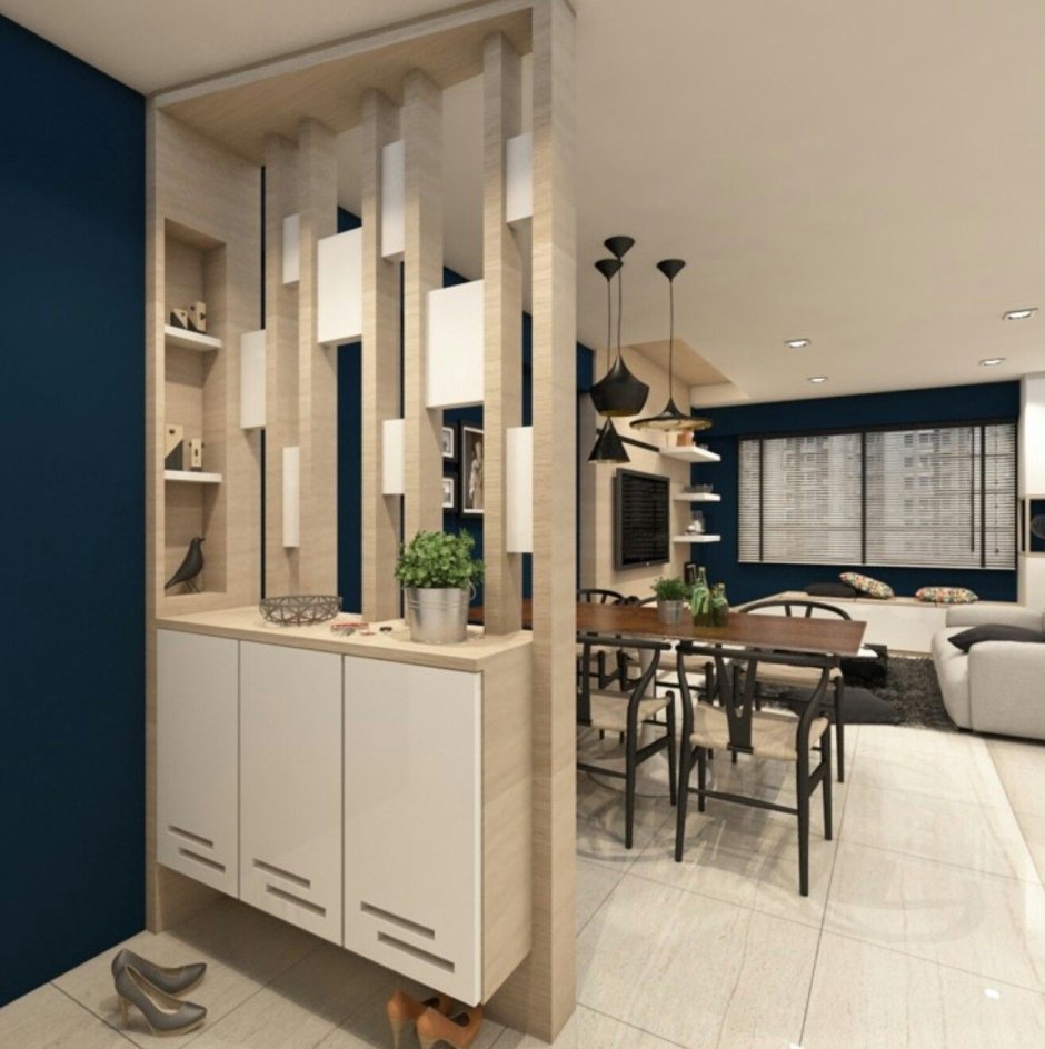 Зонирование студии перегородками