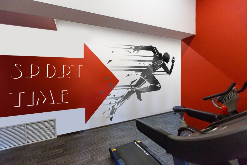 Роспись стен в тренажерном зале