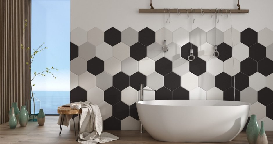 Плитка шестигранник в ванной